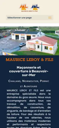 Site Maurice Leroy & Fils sur mobile